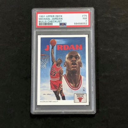 1991 Upper Deck #75 Michael Jordan PSA 7 NM Bulls Checklist