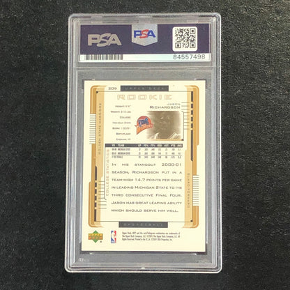 2001-02 Upper Deck MVP #209 Jason Richardson Signed Card AUTO PSA Slabbed RC Mic