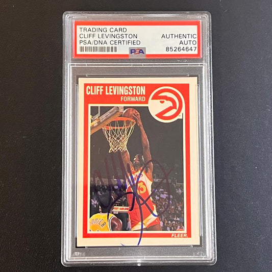 1989-90 Fleer #3 Cliff Levingston Signed Card PSA Slabbed Hawks