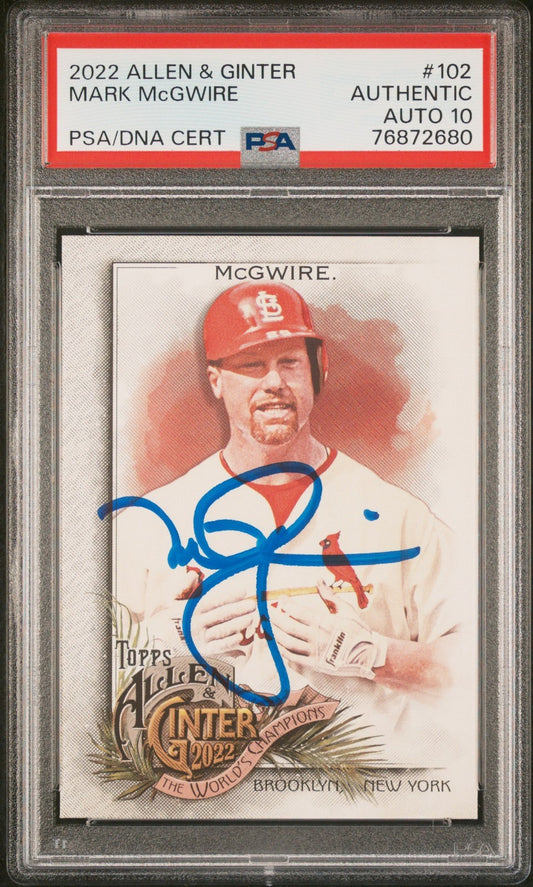 2022 Topps Allen & Ginter #102 Mark Mcgwire PSA A Auto 10