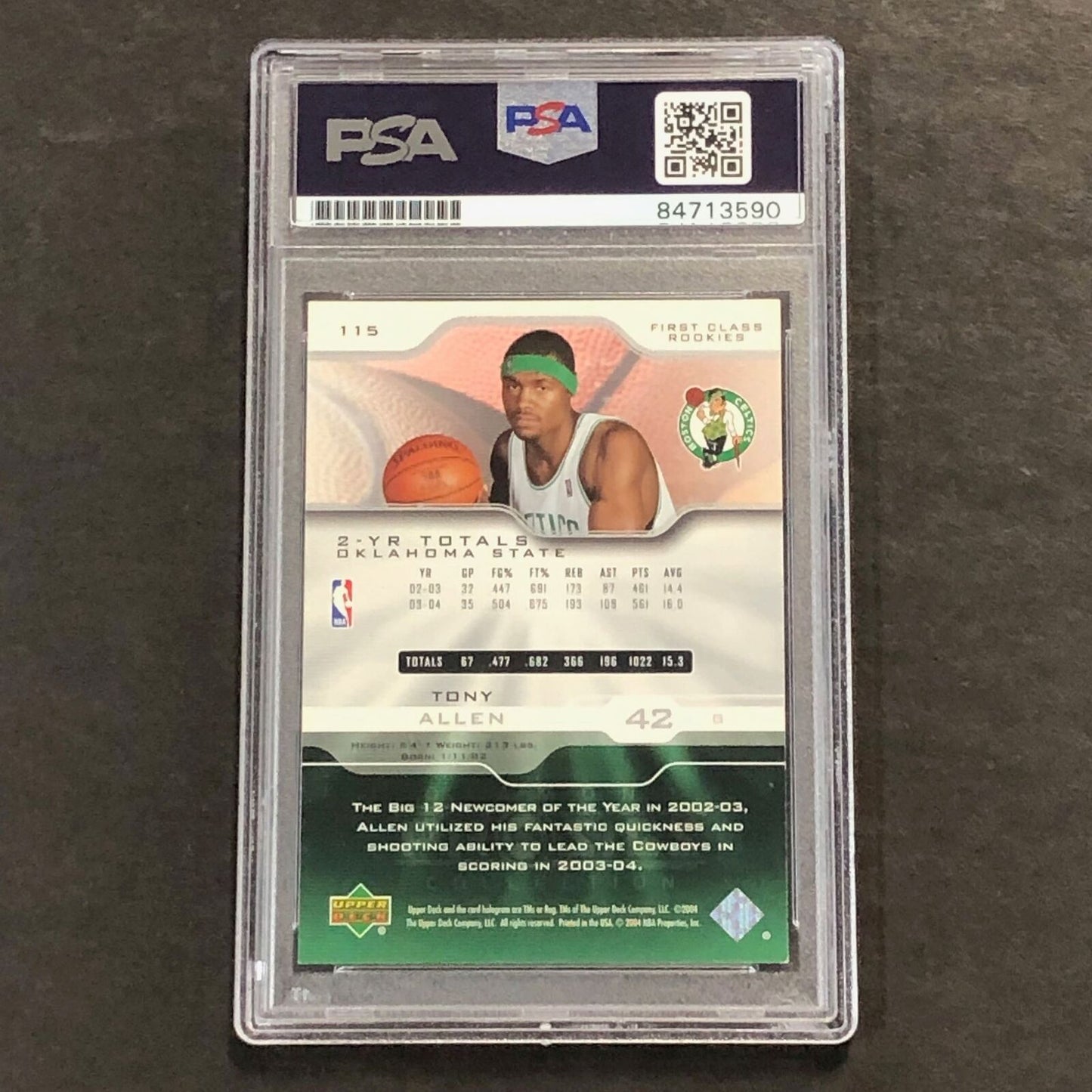 2004-05 Upper Deck Pro Sigs Collection #115 Tony Allen Signed Card AUTO PSA Slab