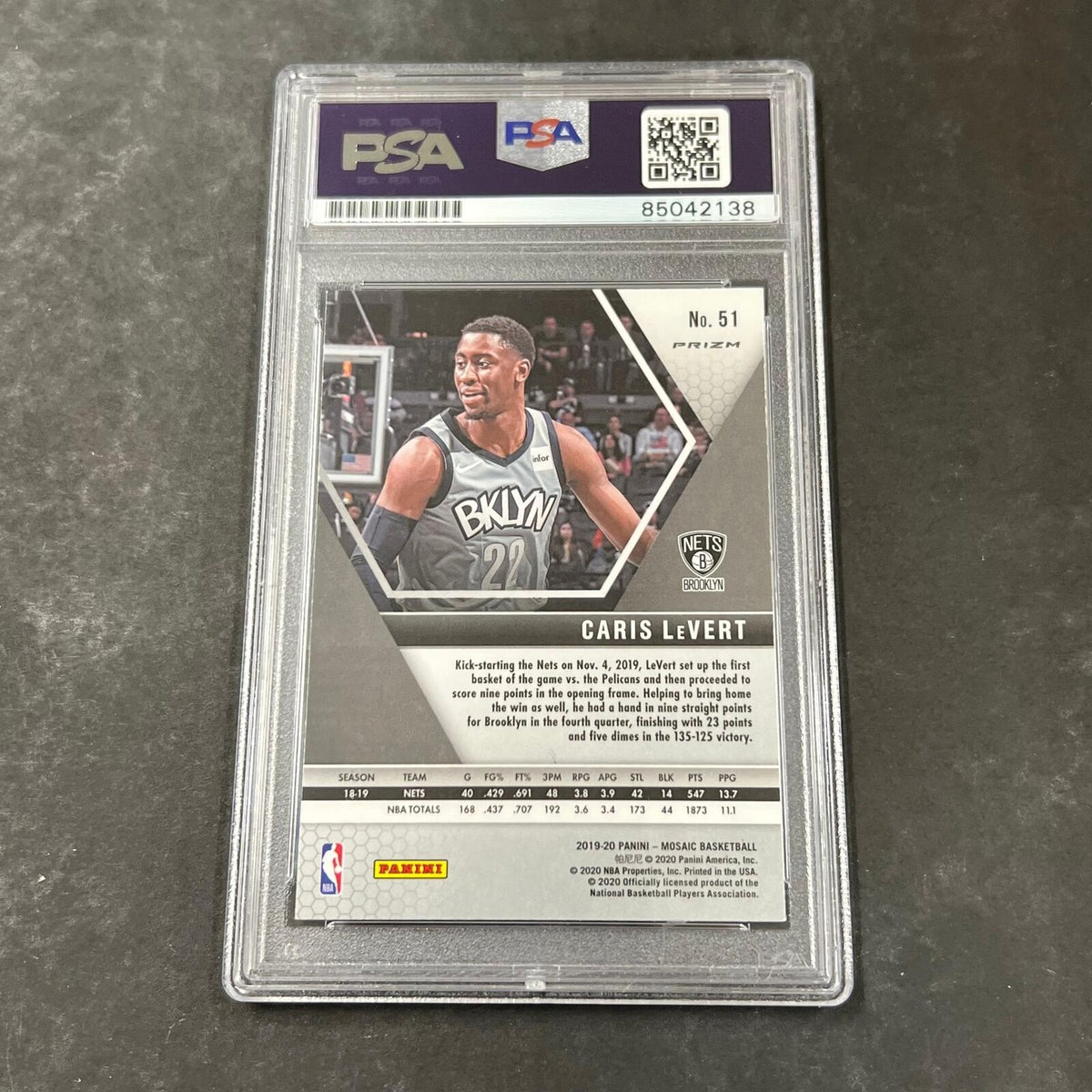 2019-20 Panini Mosaic #51 Caris Lavert Signed Card AUTO PSA Slabbed Nets RC