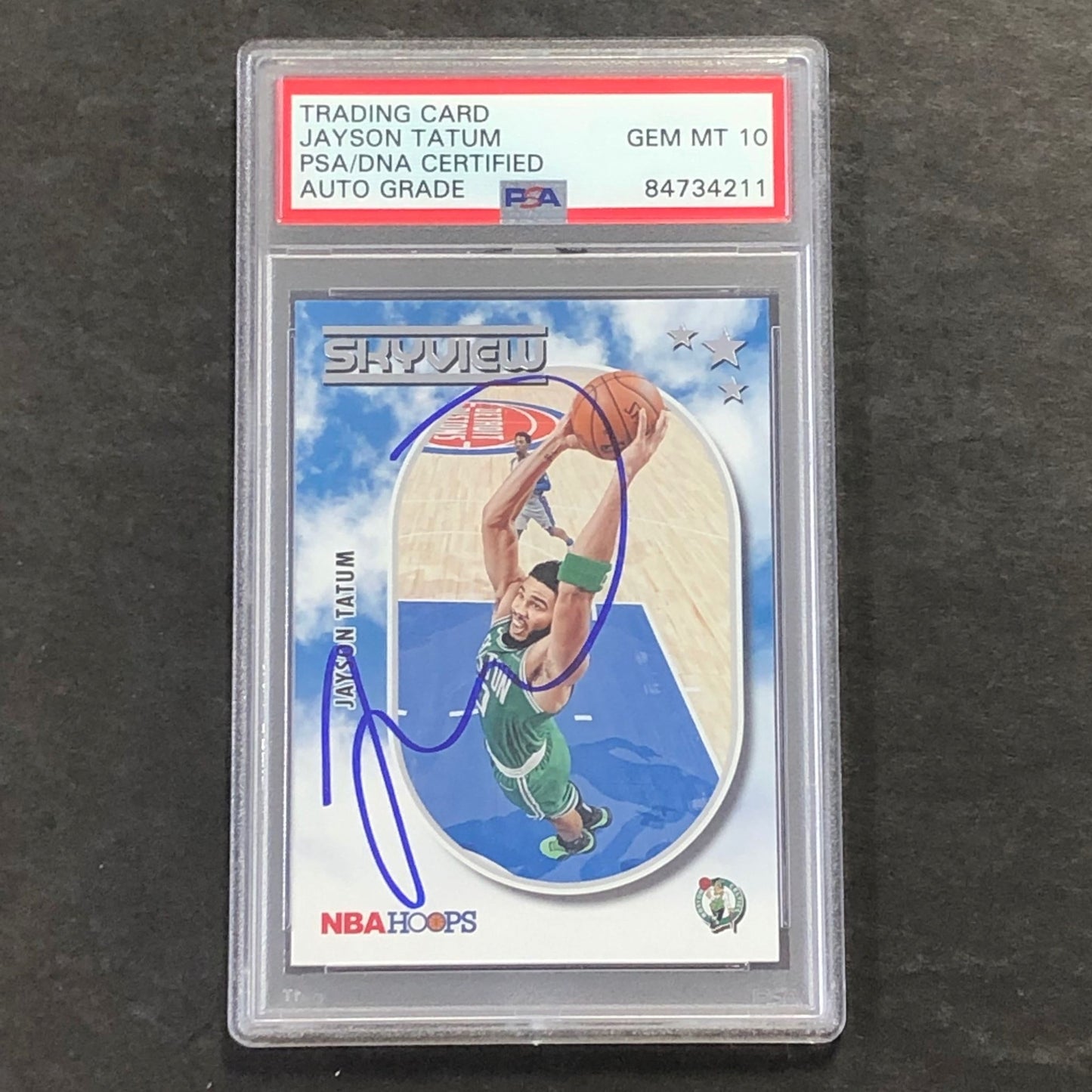 2021-22 NBA Hoops Skyview #14 Jayson Tatum Signed Card AUTO 10 PSA/DNA Slabbed