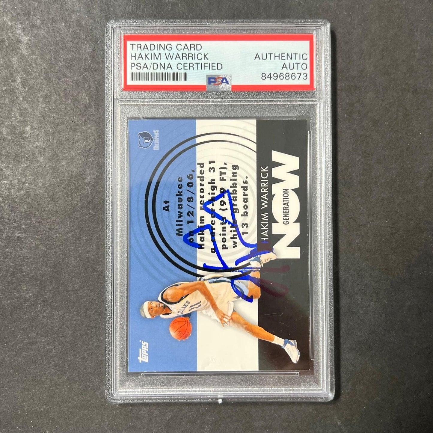 2007 Topps Generation Now #GN20 Hakim Warrick Signed Card AUTO PSA Slabbed Grizz