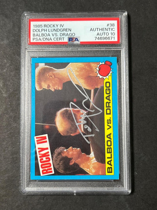 1985 Topps Rocky IV #38 Signed Card Dolph Lundgren PSA Auto 10 Ivan Drago