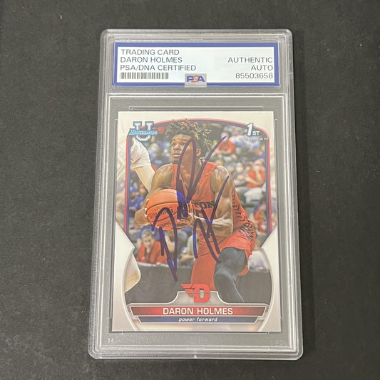 2023 Bowman University Chrome #83 Daron Holmes signed card PSA Dayton