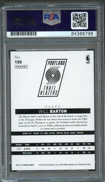 2013-14 NBA Hoops #150 Will Barton signed Auto Card PSA/DNA Slabbed Trail Blazer