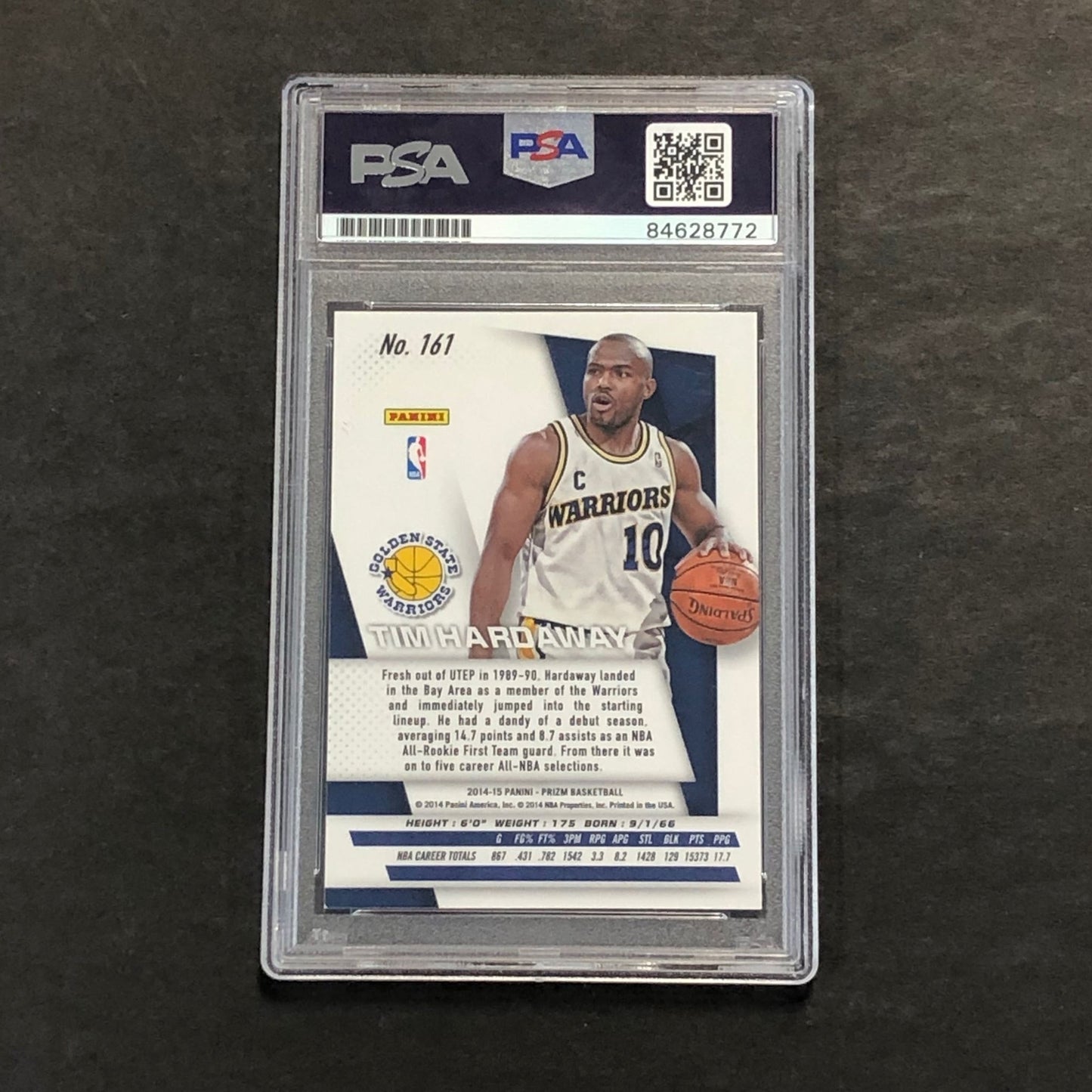 2014-15 Panini Prizm #161 Tim Hardaway Signed Card AUTO GRADE 10 PSA Slabbed War