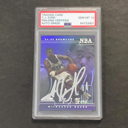 2004-05 Fleer Showcase #9 TJ Ford Signed Card Auto 10 PSA/DNA Slabbed Bucks