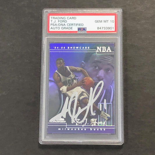 2004-05 Fleer Showcase #9 TJ Ford Signed Card Auto 10 PSA/DNA Slabbed Bucks