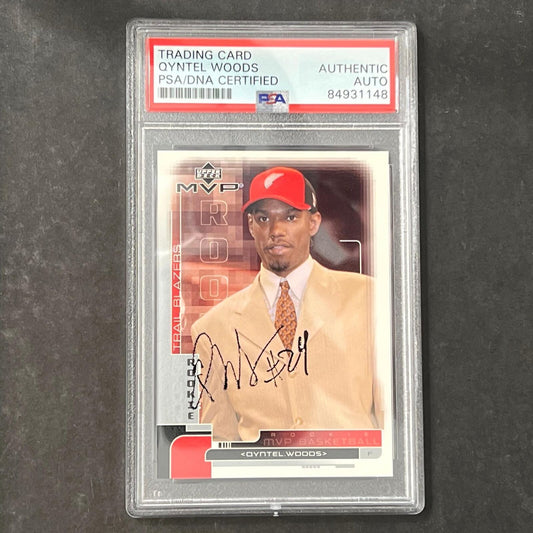 2002 Upper Deck #202 Qyntel Woods Signed Card AUTO PSA/DNA Slabbed Blazers