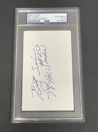 Billy Sims signed Index Card PSA/DNA Autographed Oklahoma Sooners