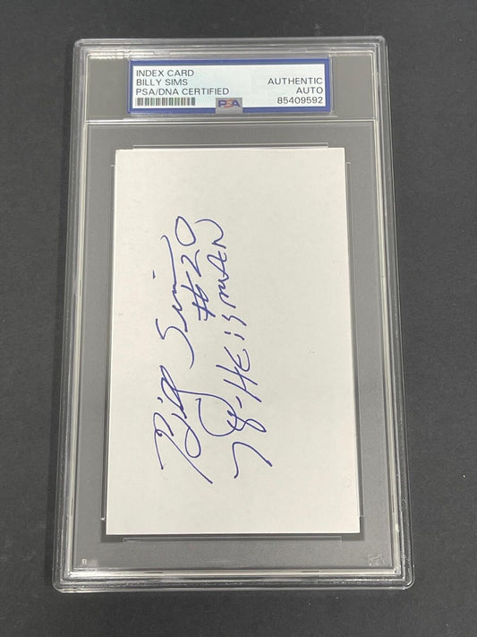 Billy Sims signed Index Card PSA/DNA Autographed Oklahoma Sooners