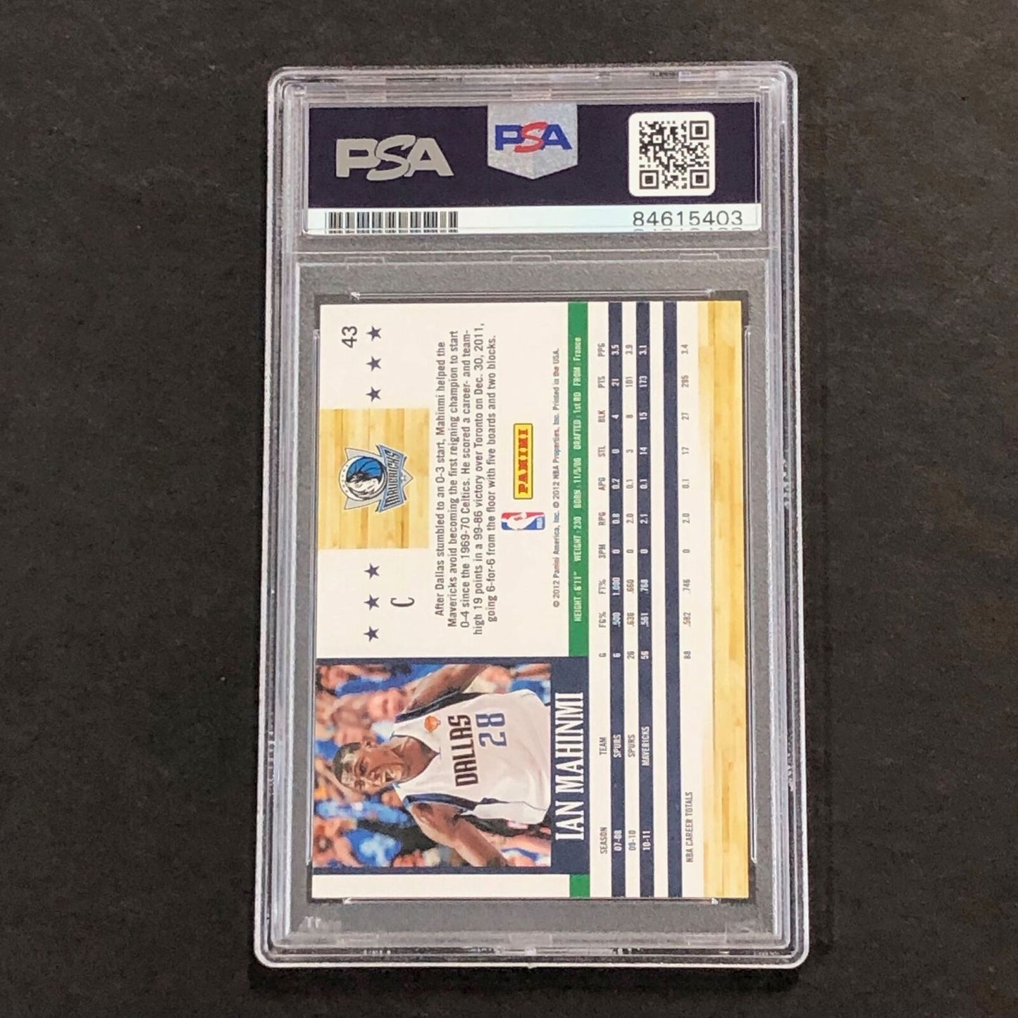 2011-12 NBA Hoops #43 Ian Mahinmi Signed Card AUTO 10 PSA Slabbed Mavericks