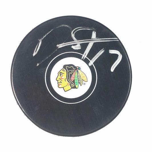 DYLAN STROME signed Hockey Puck PSA/DNA Chicago Blackhawks Autographed