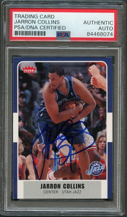 2007-08 Fleer #179 Jarron Collins Signed Card AUTO PSA Slabbed Jazz