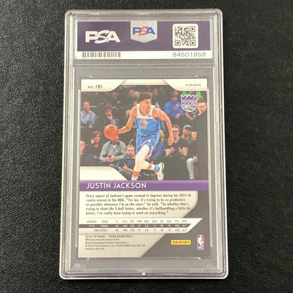 2018-19 Panini Prizm Red White & Blue #191 JUSTIN JACKSON Signed Card AUTO PSA S