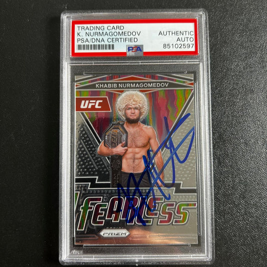 2022 Panini Prizm #11 Khabib Nurmagomedov Signed Card PSA Slabbed