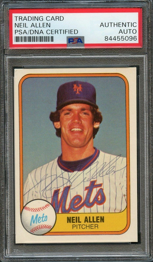 1981 Fleer #322 Neil Allen Signed Card PSA Slabbed Auto Mets