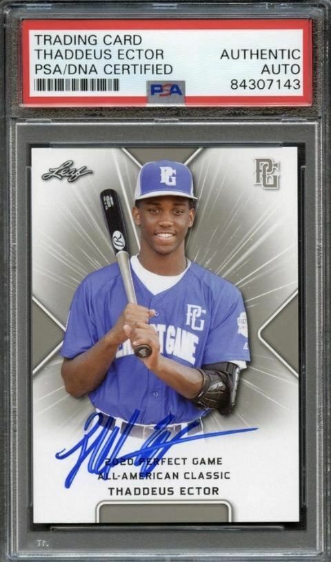 2020 Leaf Perfect Game Thaddeus Ector Signed Card AUTO PSA Slabbed