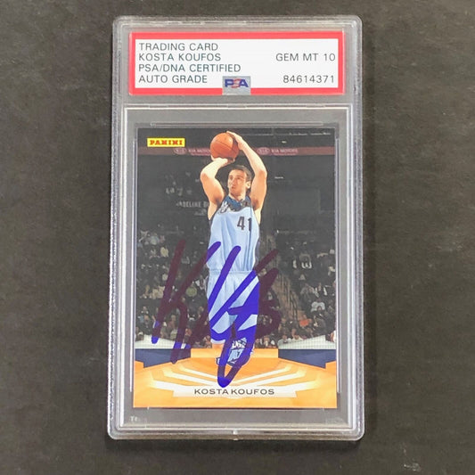 2009-10 Panini #240 Kosta Koufos signed Card Auto 10 PSA Slabbed Jazz