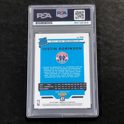 2019-20 OPTIC RATED ROOKIE #174 JUSTIN ROBINSON Signed Rookie Card AUTO PSA Slab