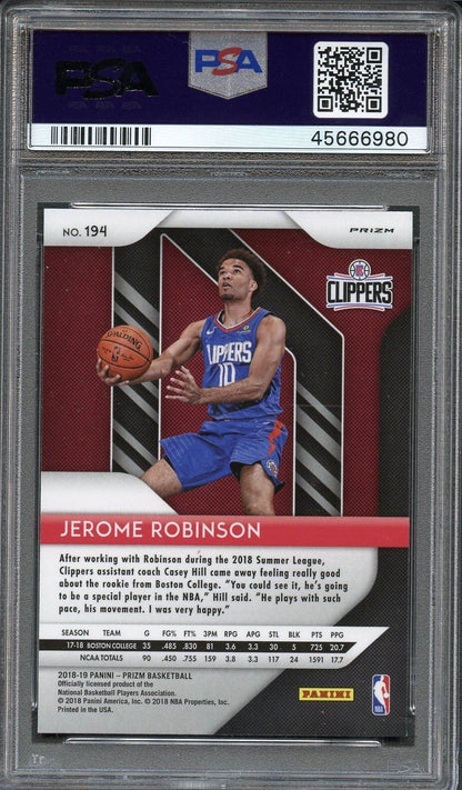 2018 Panini Prizm #194 Jerome Robinson Red Ice Prizm PSA 9 Mint RC