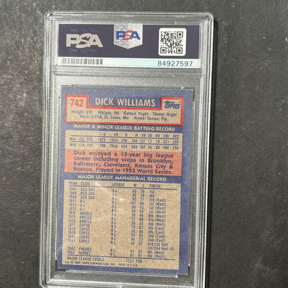 1984 Topps #742 Dick Williams Signed Card PSA Slabbed Auto 10 Padres