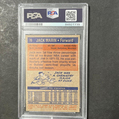 1972 Topps #70 Jack Marin Signed Card AUTO 10 PSA Slabbed Rockets