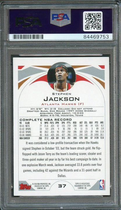 2004-05 Topps #37 Stephen Jackson Signed Card AUTO PSA Slabbed