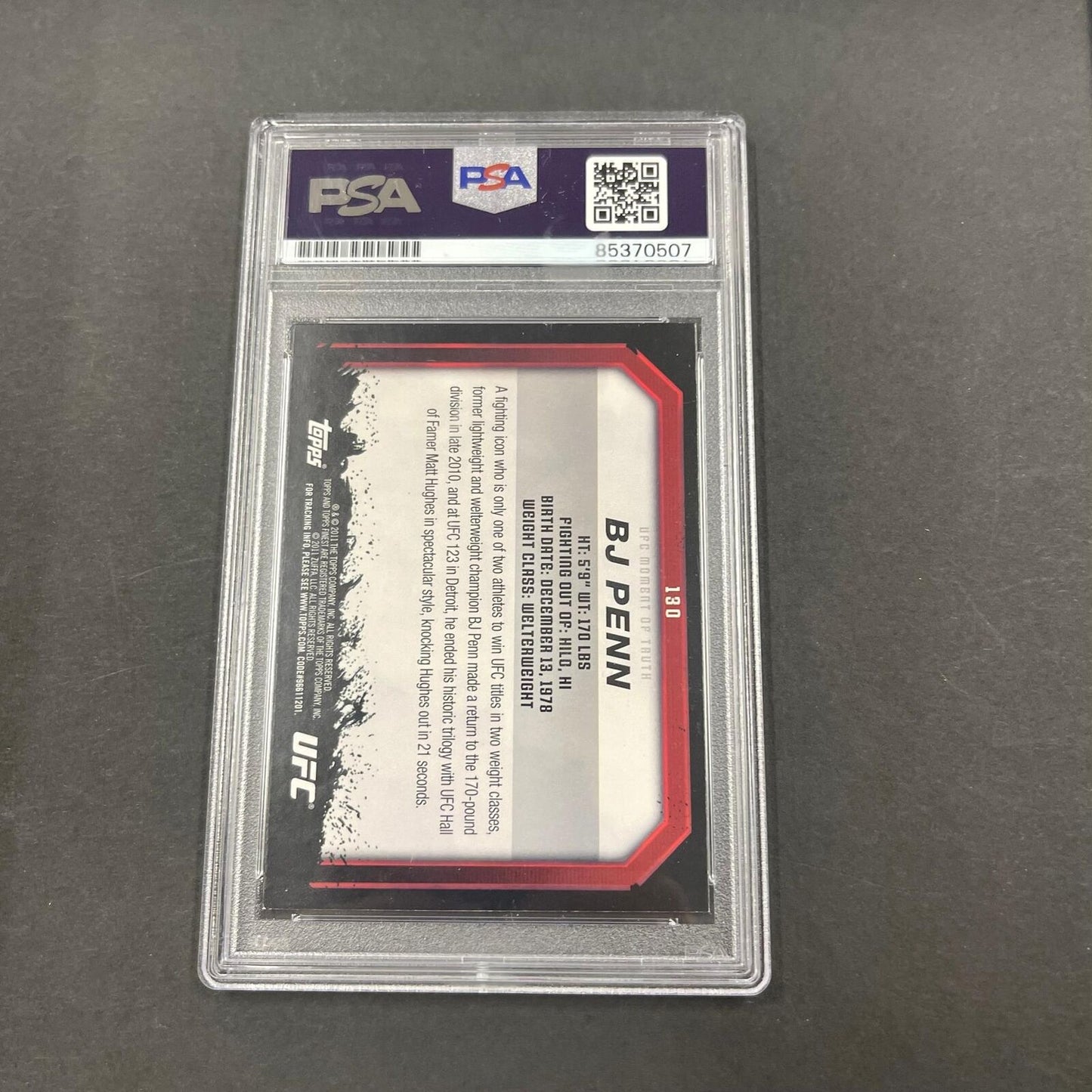 2011 Topps #130 BJ Penn Signed Card AUTO PSA Slabbed UFC