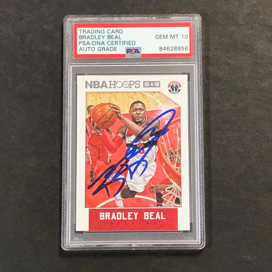 2015-16 NBA Hoops #192 Bradley Beal Signed Card AUTO 10 PSA Slabbed Wizards