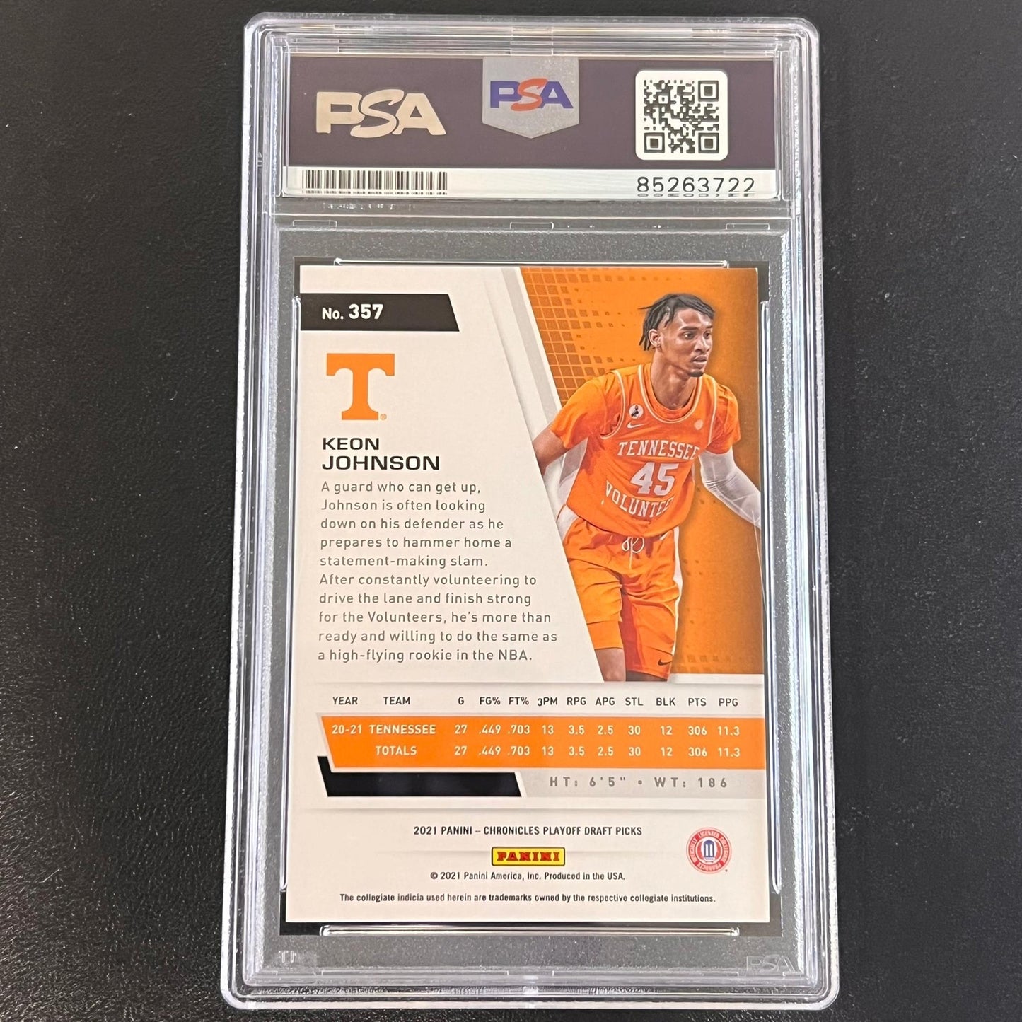 2021 Panini Chronicles Playoff Draft Picks #357 Keon Johnson Signed Card AUTO PS