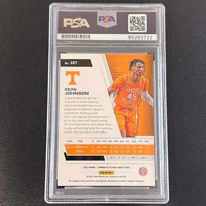 2021 Panini Chronicles Playoff Draft Picks #357 Keon Johnson Signed Card AUTO PS