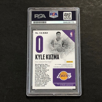 2017-18 Panini Chronicles Basketball #CA-KKZ Kyle Kuzma Signed Card PSA Slabbed