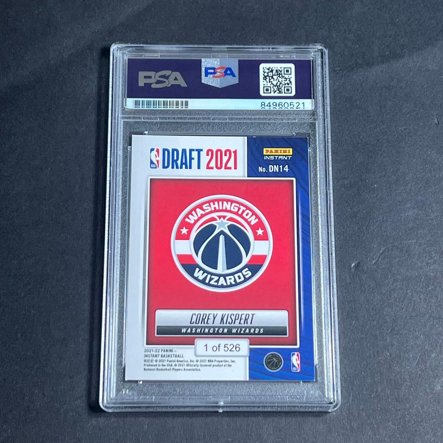2021-22 Panini Instant #DN14 COREY KISPERT Signed Card AUTO PSA Slabbed Wizards