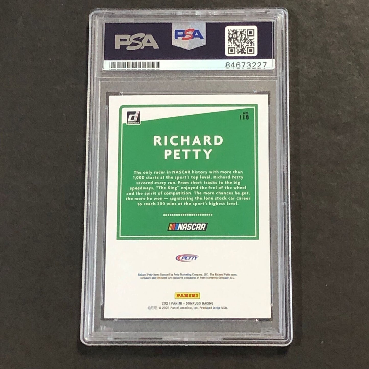 2021 Panini Donruss #118 Richard Petty Signed Card PSA Slabbed Nascar