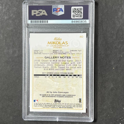 2018 Topps Gallery #40 Miles Mikolas Signed Card AUTO PSA Slabbed Cardinals