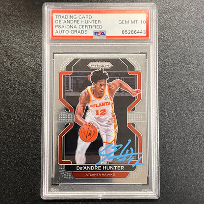 2021-22 Panini Prizm #73 De'Andre Hunter Signed Card AUTO 10 PSA/DNA Slabbed Haw