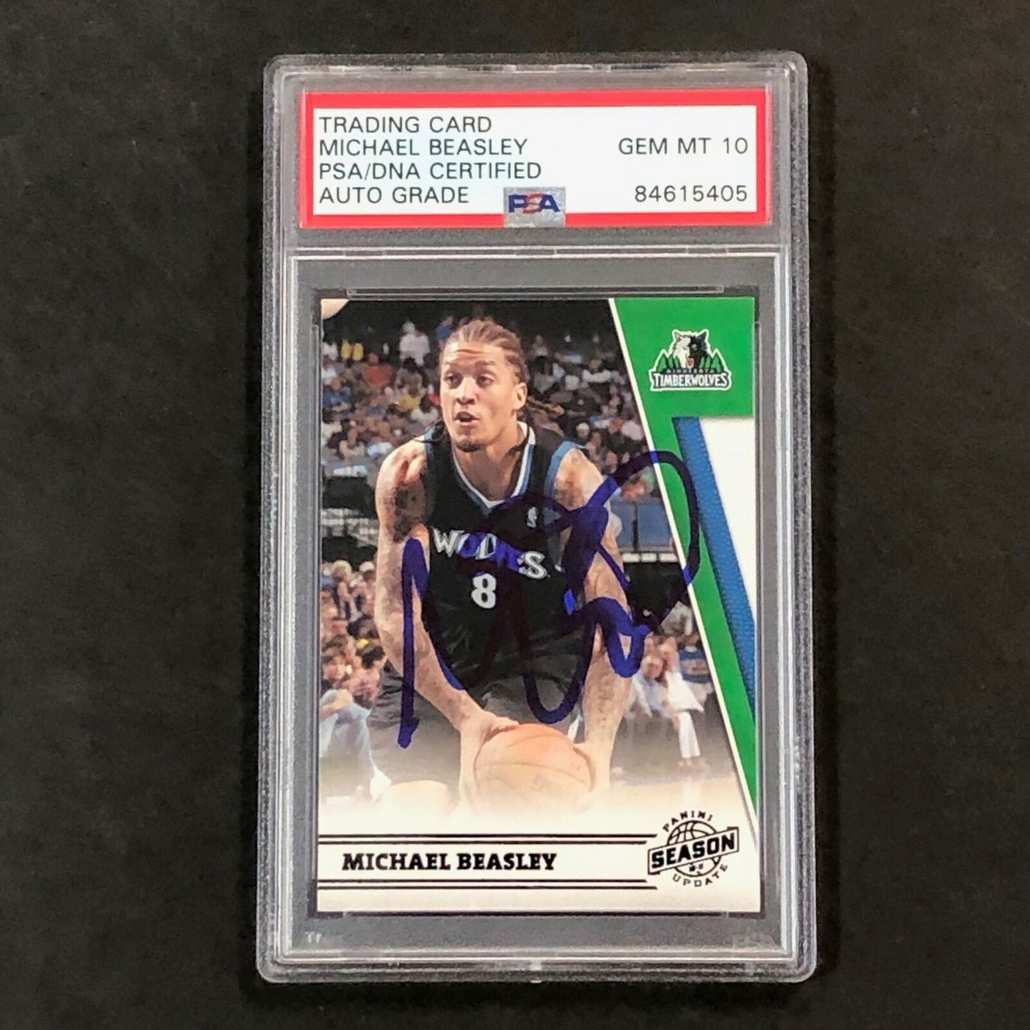 2010-11 Panini Season Update #142 Michael Beasley Signed Card AUTO 10 PSA Slabbe
