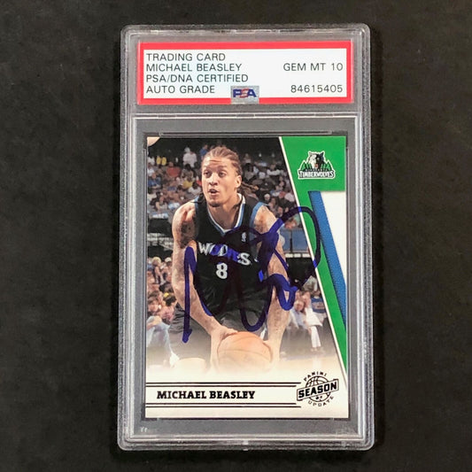 2010-11 Panini Season Update #142 Michael Beasley Signed Card AUTO 10 PSA Slabbe