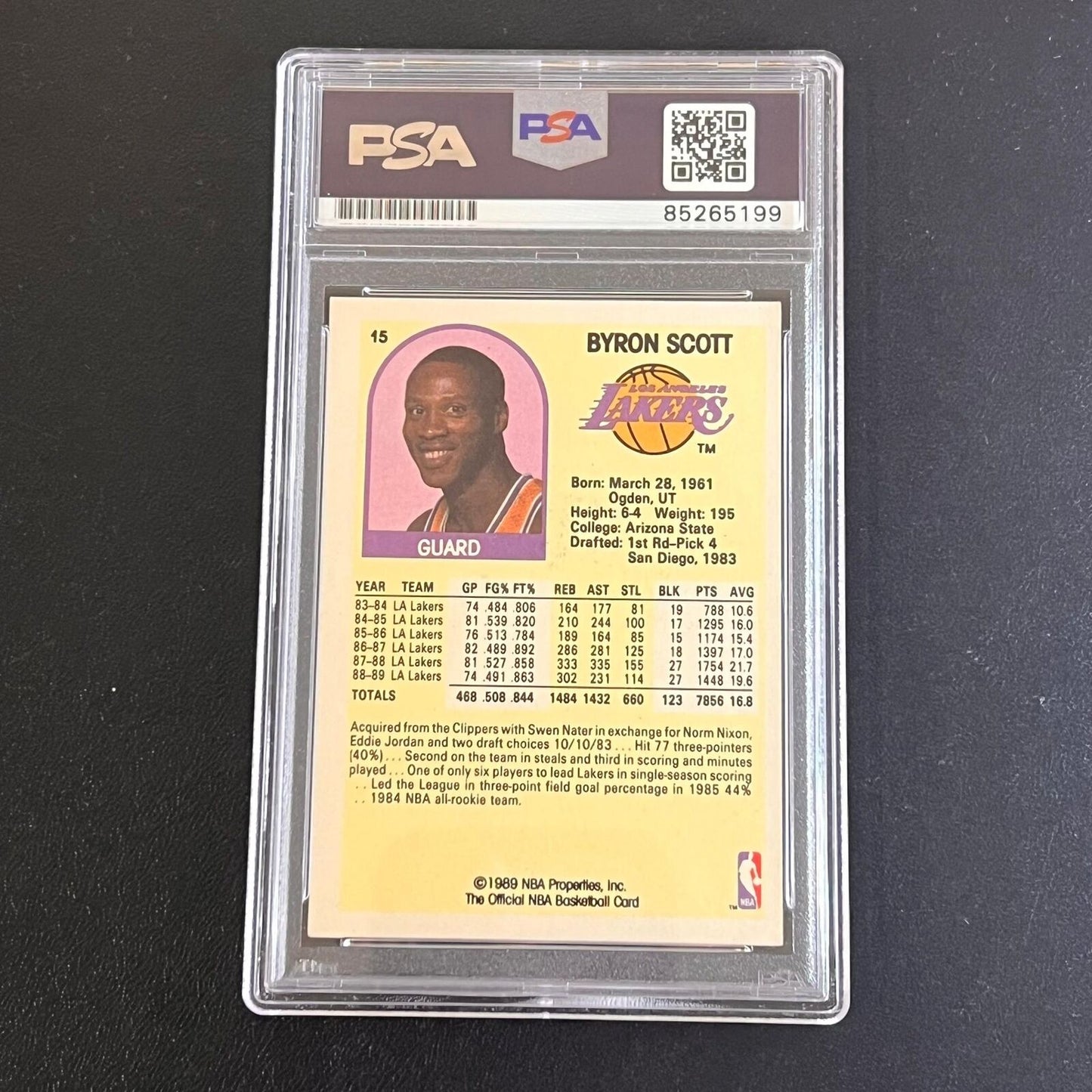 1989 NBA Hoops #15 Byron Scott Signed Card AUTO PSA Slabbed Lakers