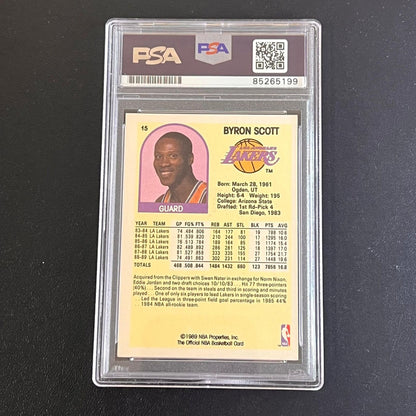 1989 NBA Hoops #15 Byron Scott Signed Card AUTO PSA Slabbed Lakers