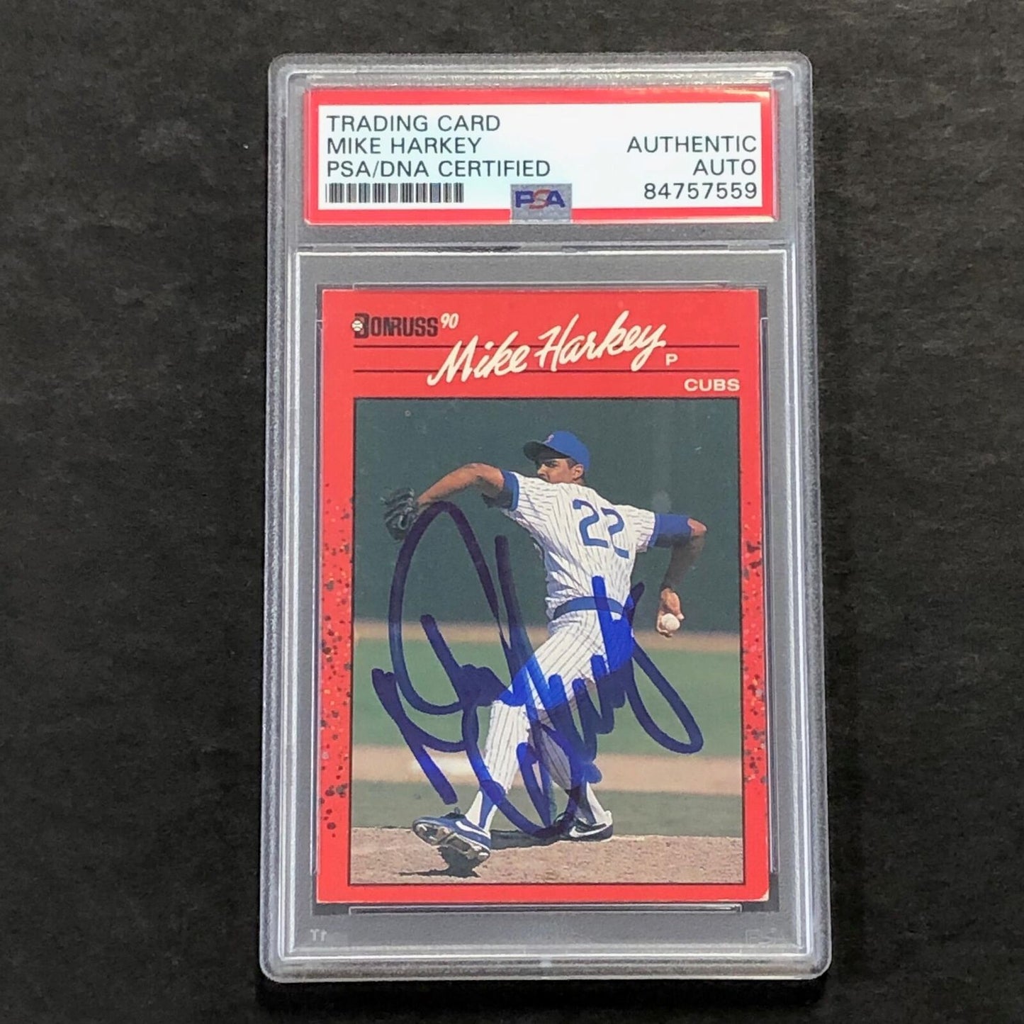 1990 Donruss #522 Mike Harkey Signed Card PSA Slabbed Auto Cubs