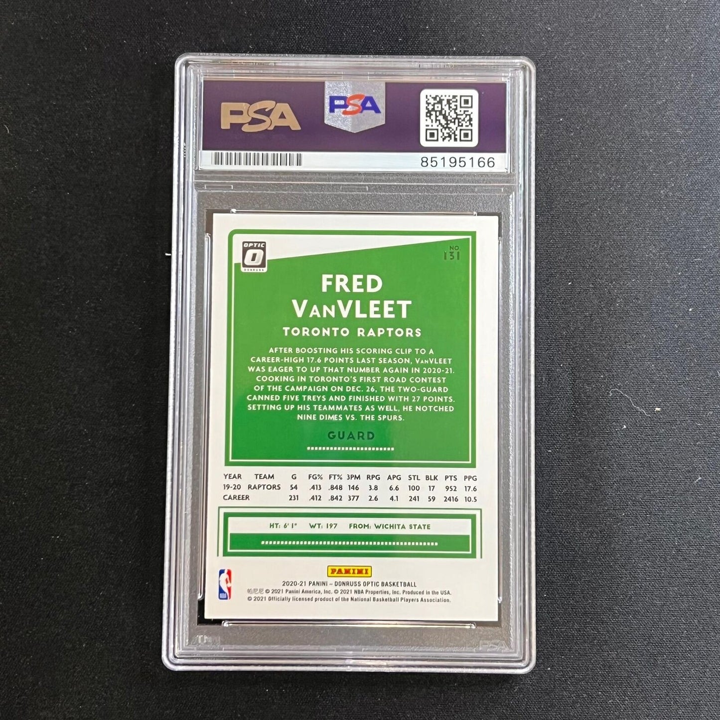 2020-21 Panini Donruss Optic #131 Fred VanVleet Signed Card AUTO PSA Slabbed Rap