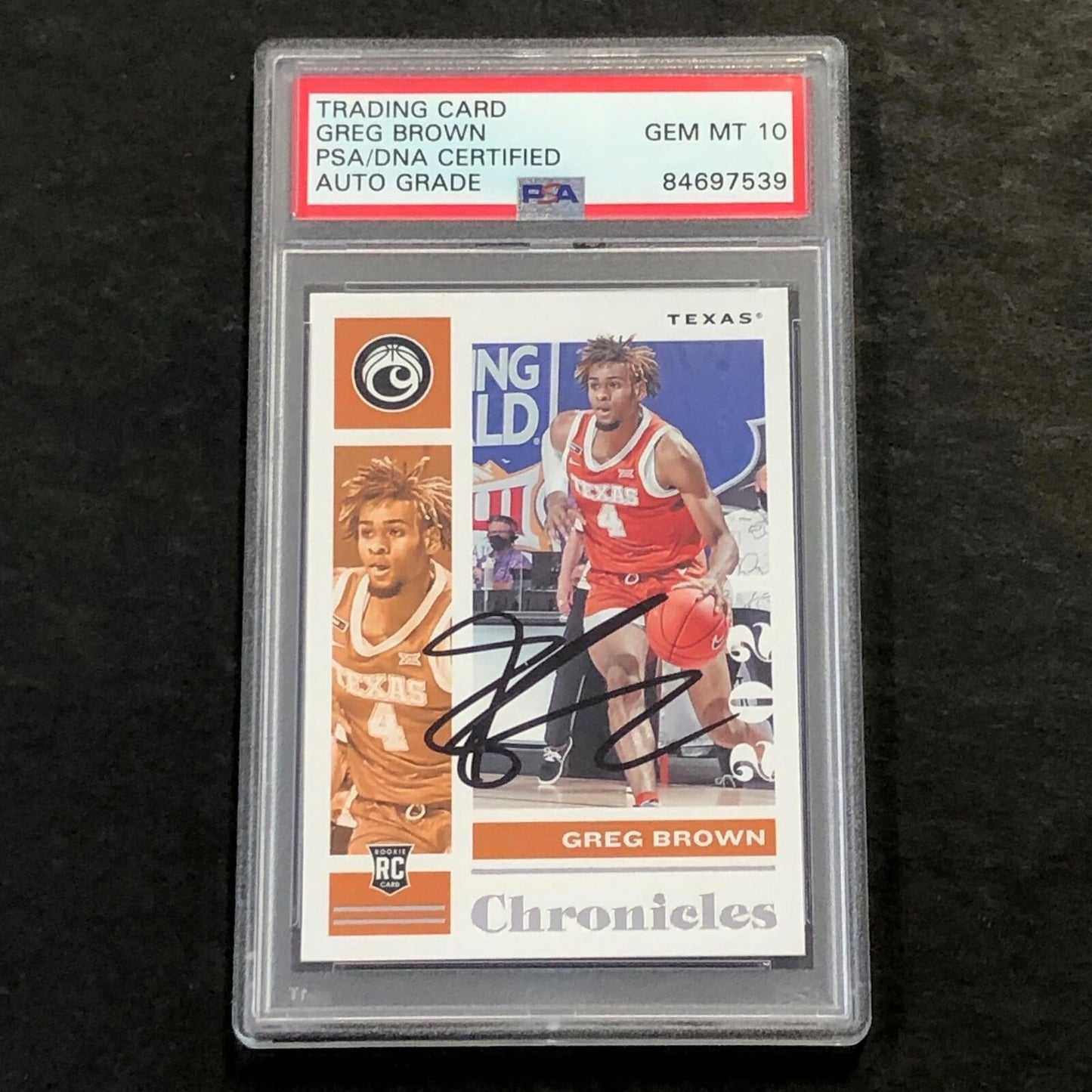 2021 Chronicles Draft Picks #14 Greg Brown Signed AUTO GRADE 10 PSA Slabbed Texa