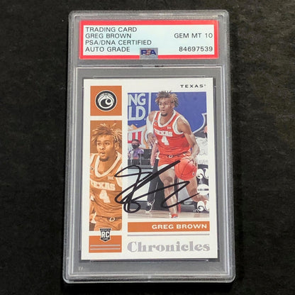 2021 Chronicles Draft Picks #14 Greg Brown Signed AUTO GRADE 10 PSA Slabbed Texa