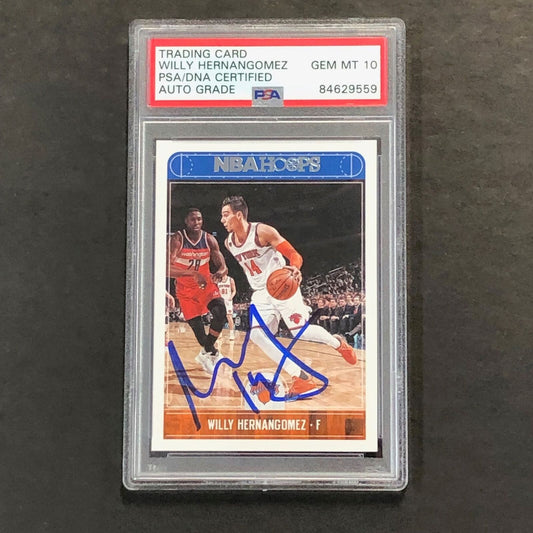 2017-18 NBA Hoops #103 Willy Hernangomez Signed Card AUTO 10 PSA Slabbed Knicks