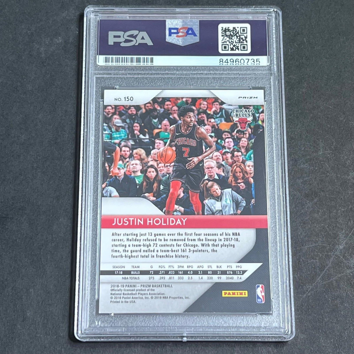 2018-19 Panini Prizm #150 Justin Holiday Signed Card AUTO PSA Slabbed Bulls