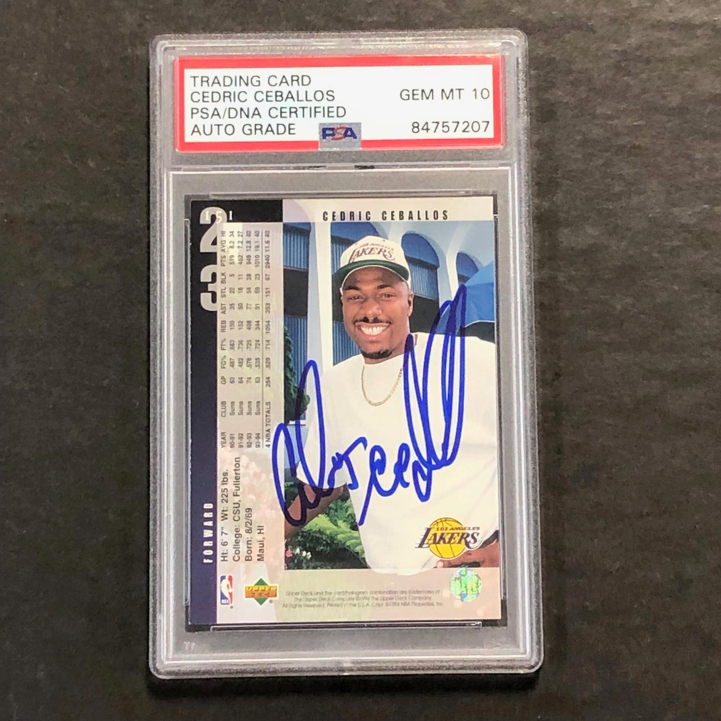 1994-95 Upper Deck #151 Cedric Ceballos Signed Card AUTO 10 PSA Slabbed Lakers